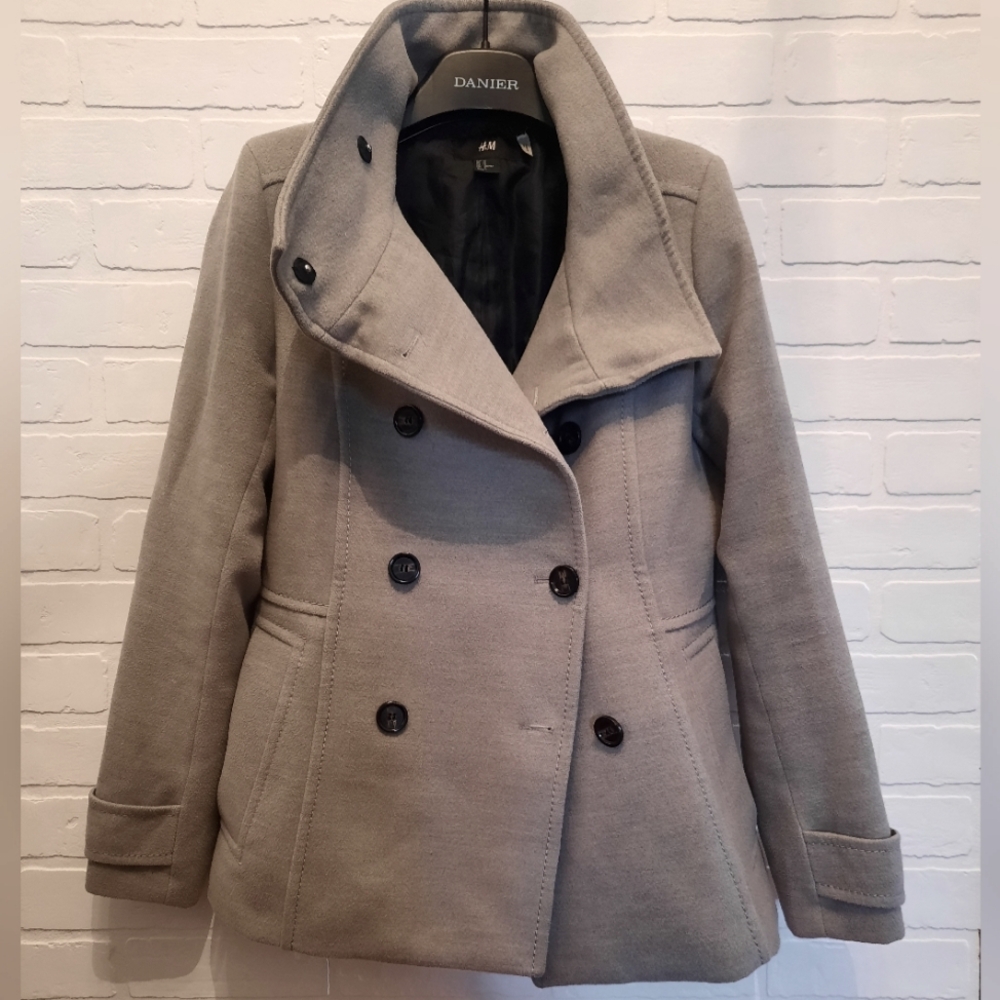 H&M Double Breasted Coat / Jacket Medium / Large - Grey